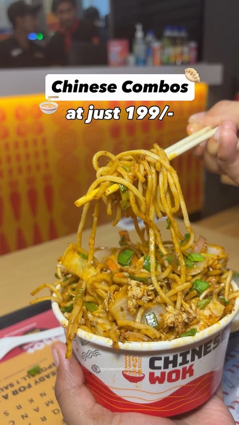 Instagram post by @girijaneedstochillout for Chinese Wok. Caption reads: [...] combos at just Rs. 199/-🍝😳 #ad #chinesewok....