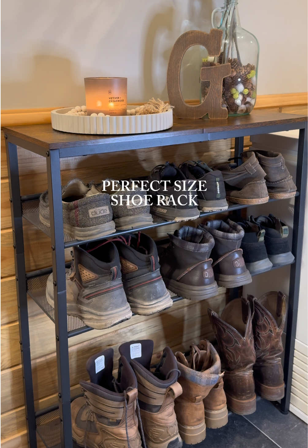 TikTok post by @morganmgrooms for Songmics. Caption reads: [...] shoe rack was a must! This one from....