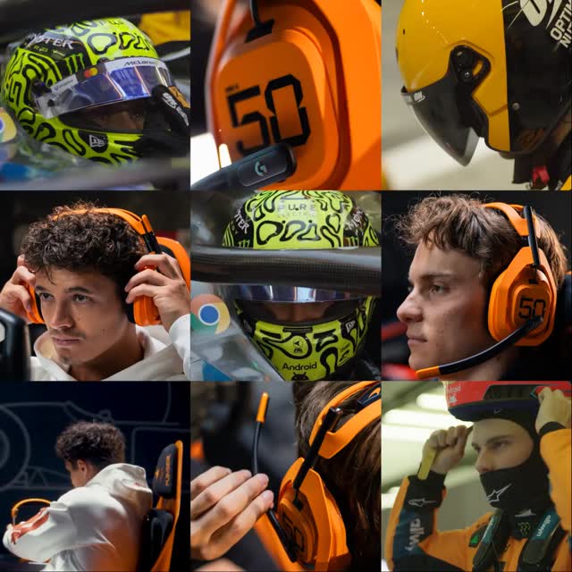 Instagram post by @mclarenshadow for Logitech G. Caption reads: Papaya passion, meet gaming precision. 

The....