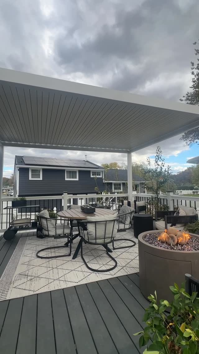 Instagram post by @anewdawnn for Mirador Outdoor. Caption reads: [...] outdoor living time, we installed a....