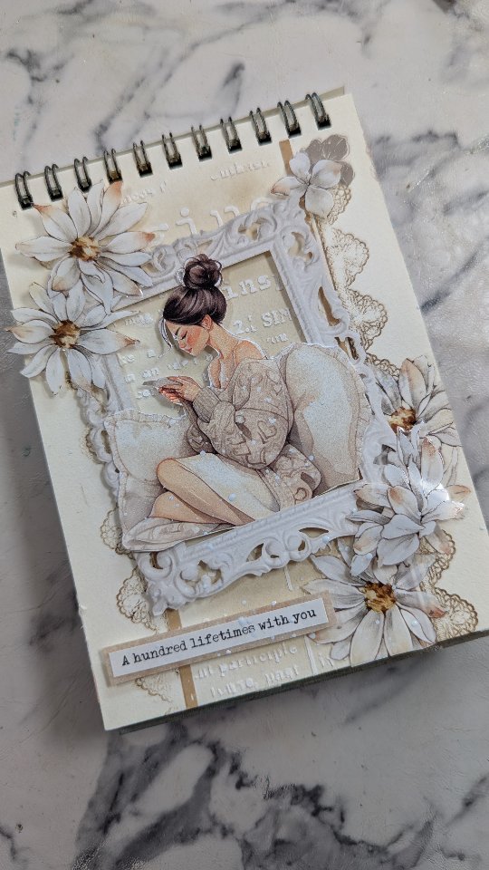 Instagram post by @shelleys.cozy.journal for eStarCase. Caption reads: 'Classic white spread' 🤍Journal with me....