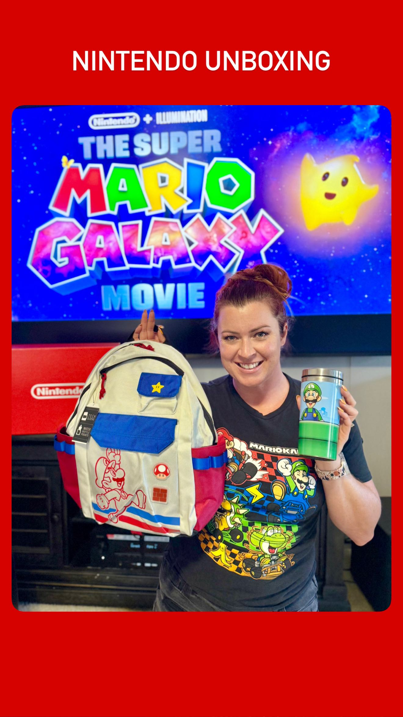 Instagram post by @magicfamilyadventures for Nintendo. Caption reads: 🍄Nintendo Unboxing🍄

Thank you so much @Nintendo....