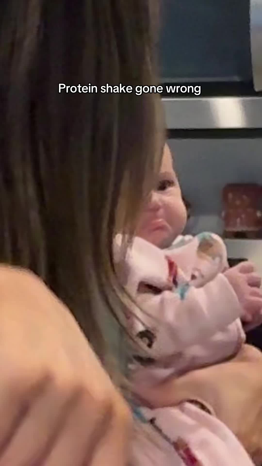 TikTok post by @annmariefronduto for Truvani. Caption reads: Mamas just trying to get her protein in 😭 sorry....