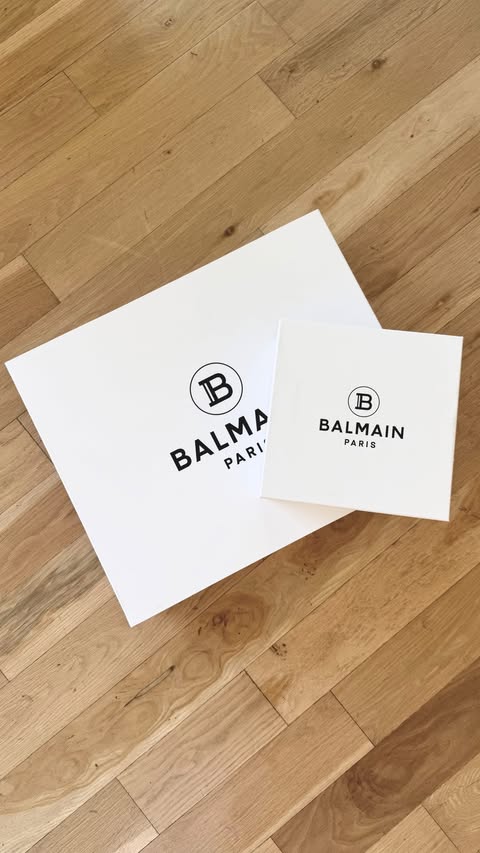 Instagram post by @indiadebeaufort for Balmain. Caption reads: Thank you @balmain, for the most beautiful gifts....
