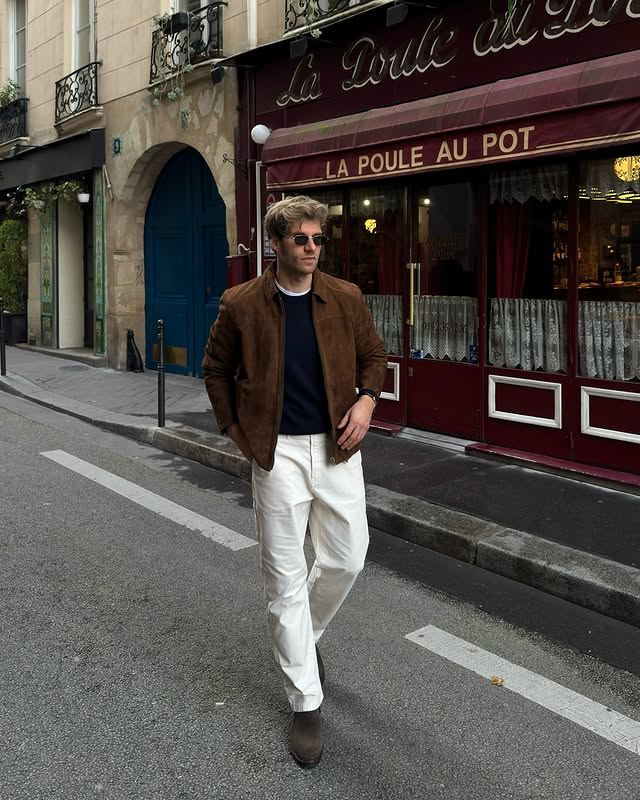 Instagram post by @marco.lstn for Pepe Jeans London. Caption reads: ad | timeless layers - head to toe in @pepejeans....