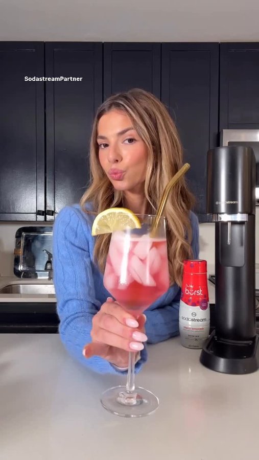 Instagram post by @kitkeenan for SodaStream. Caption reads: From holiday chaos to @sodastream bubly burst™....