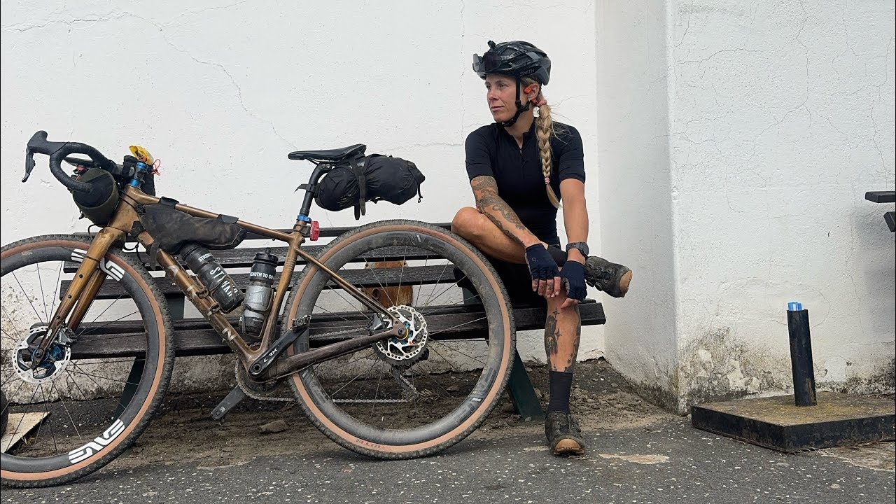 YouTube post by @JulietElliottsChannel for Hiplok. Caption reads: Gravel Birds | 750km Bikepacking race with my....