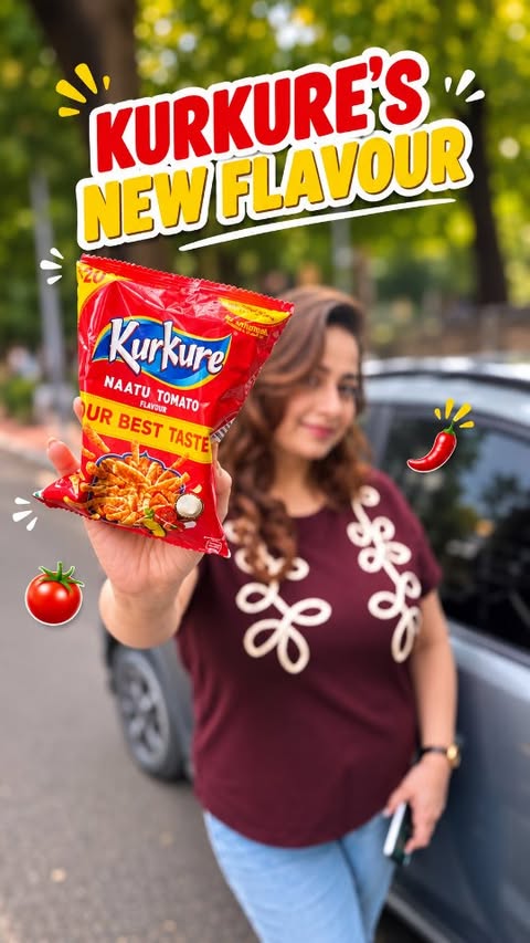 Instagram post by @lubz_arena for Kurkure. Caption reads: [...] back for another bite 😂🍅🔥 The NEW Kurkure....