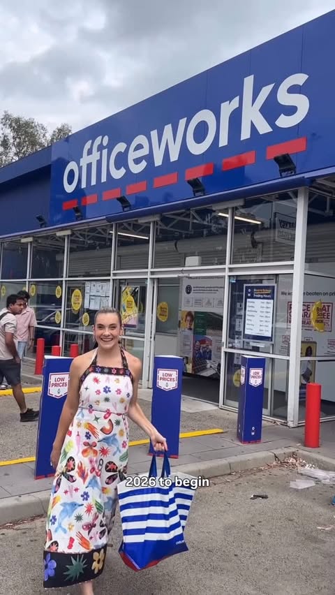 Instagram post by @misstrixiedrinkstea for Officeworks. Caption reads: BACK TO WORK!!! Well, coming back to work this....