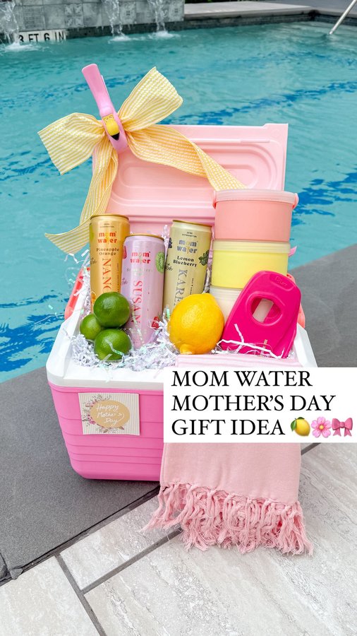 Instagram post by @parkspartyplanning for Mom Water. Caption reads: [...] girly @drinkmomwater has quickly become my....