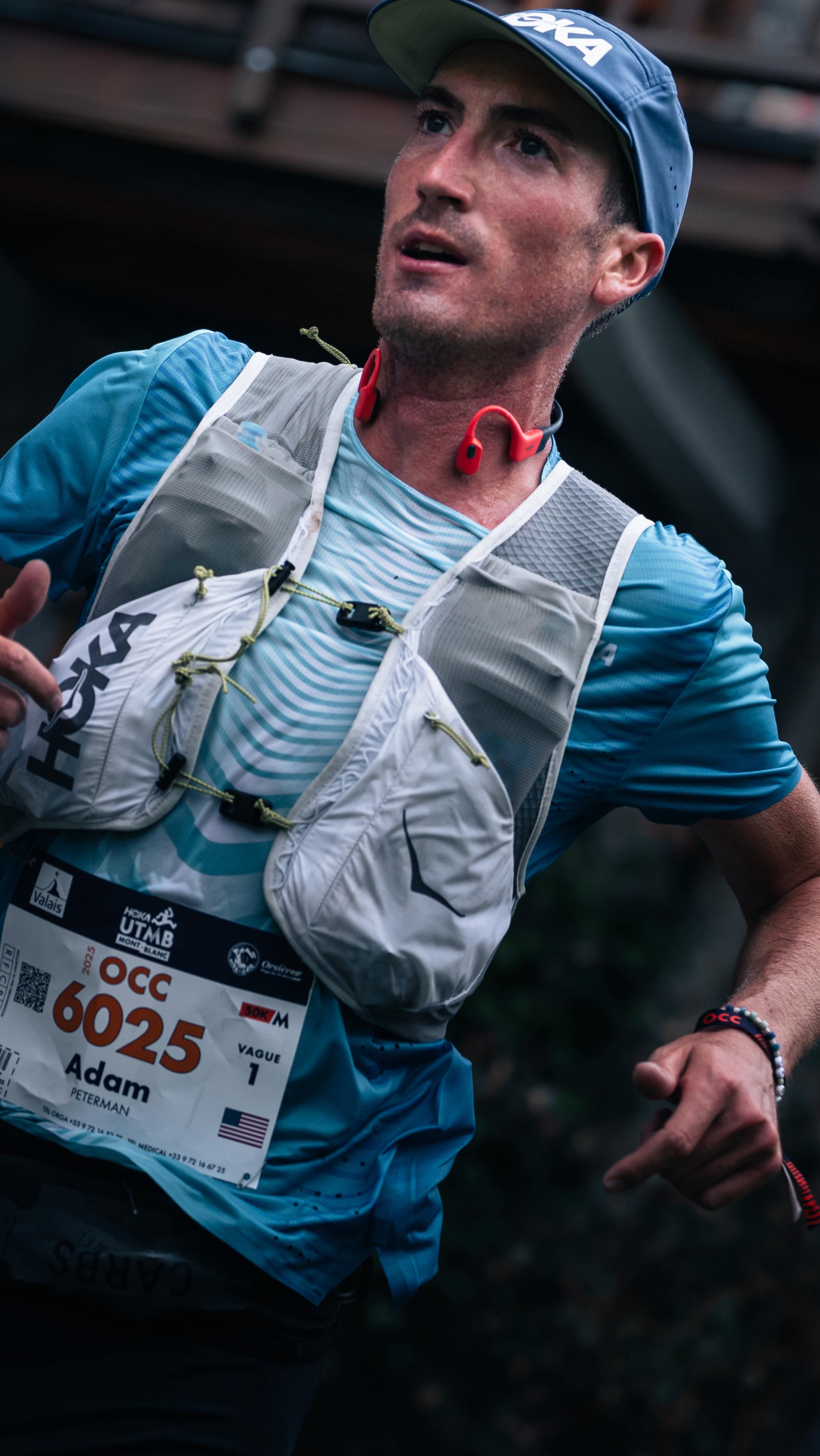 Instagram post by @adampeterman_ for Shokz. Caption reads: Today’s workout was a good example of how I....