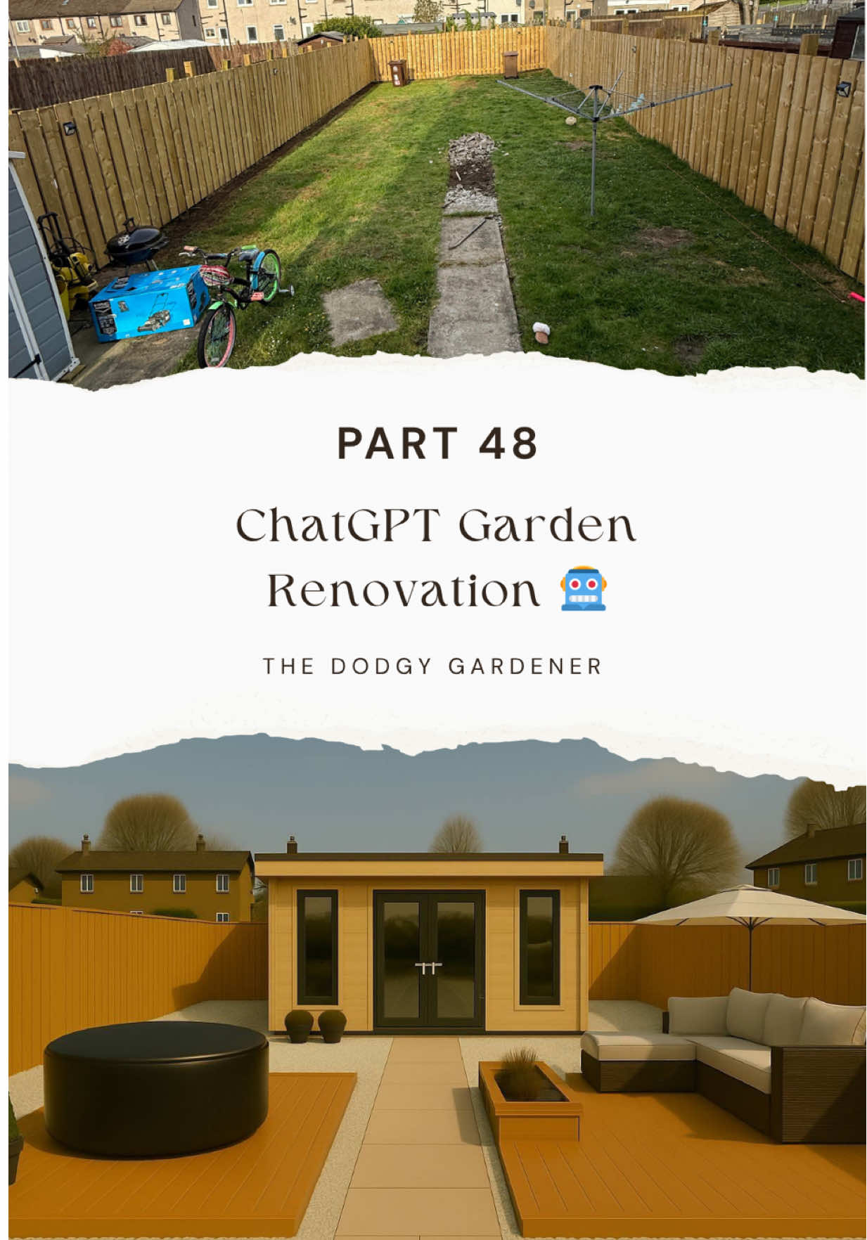 TikTok post by @dodgygardener for HOLY. Caption reads: Part 48 of trying to renovate my garden using a....