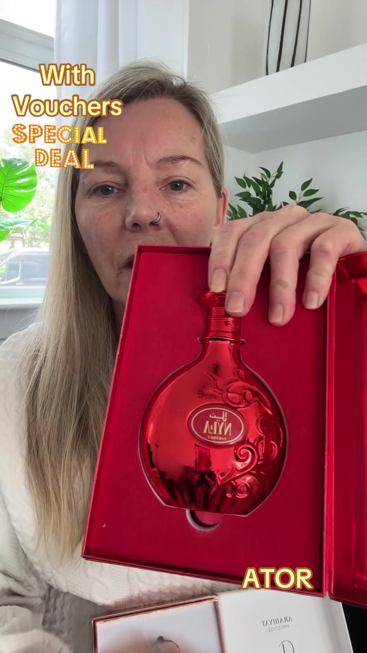TikTok post by @dazzmaka for Salsabeel Perfumes. Caption reads: Mega deal drop with vouchers Nyla original &....