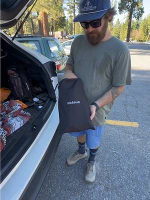 TikTok post by @johnnyskistahoe for Nekteck. Caption reads: The new @Nekteck Airflow Go Calf Massager comes in....