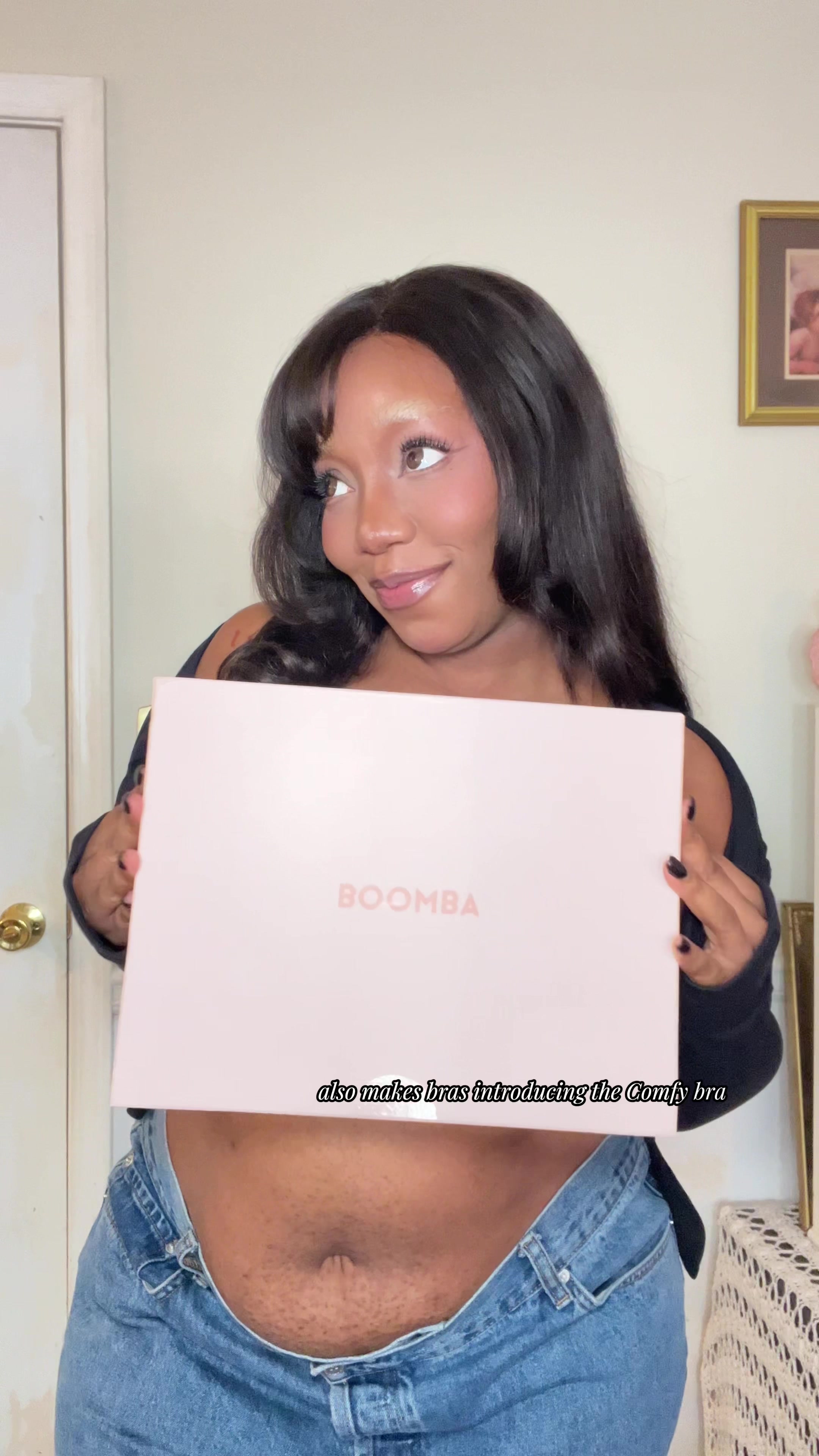 TikTok post by @iamsoaro for Boomba. Caption reads: The comfy bra from Boomba is so comfy 🤭....