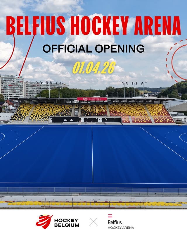 Instagram post by @belredlions for Belfius. Caption reads: [...] we officially inaugurate the Belfius Hockey....