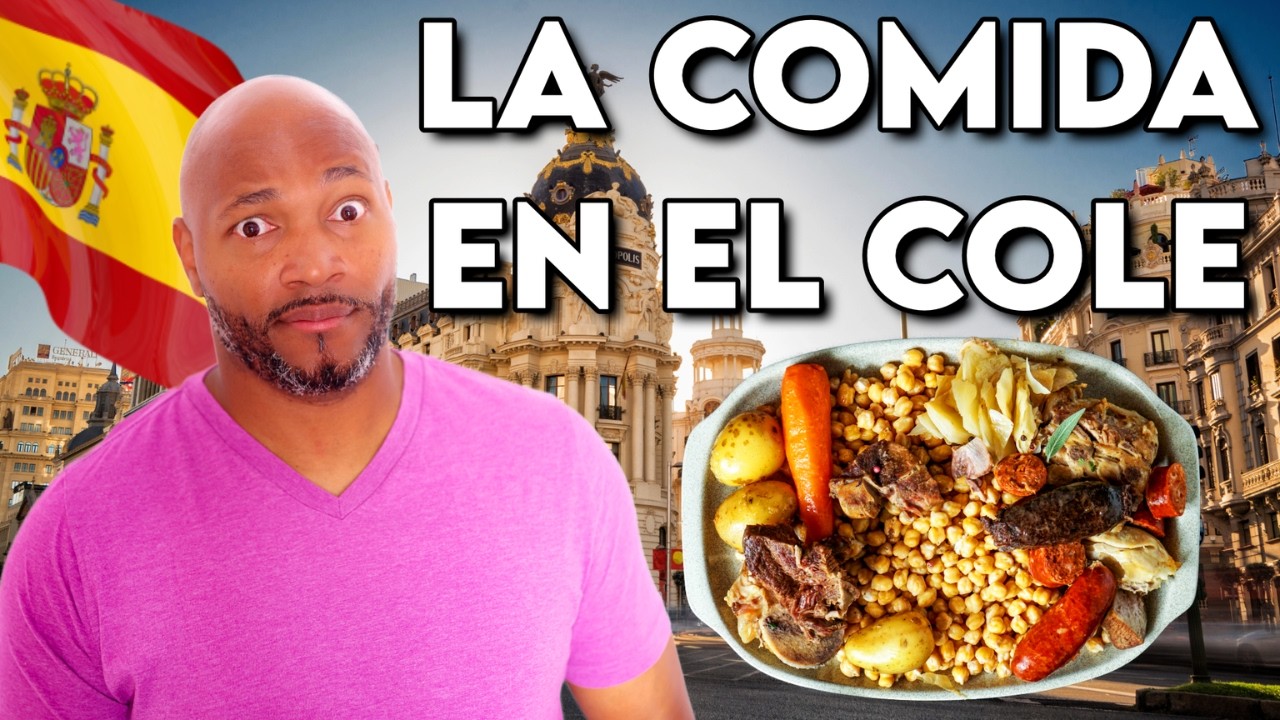 YouTube post by @mariaandbryan for Resistencia Cultural. Caption reads: School food in the US vs Spain: This is what our....
