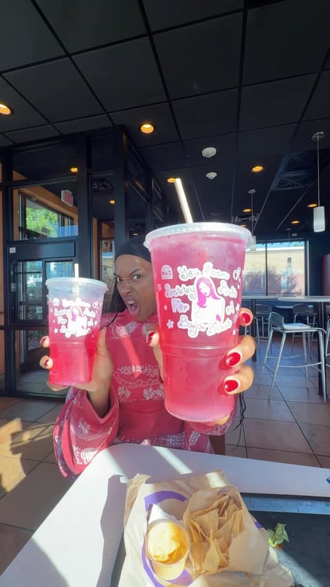 Instagram post by @sagethomasss for Taco Bell. Caption reads: [...] Blast, and Olivia Rodrigo on repeat 💕....