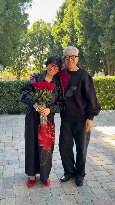 Instagram post by @akiandkoichi for FARM Rio. Caption reads: Valentine’s Day with @farmrio 🌹Unapologetic....