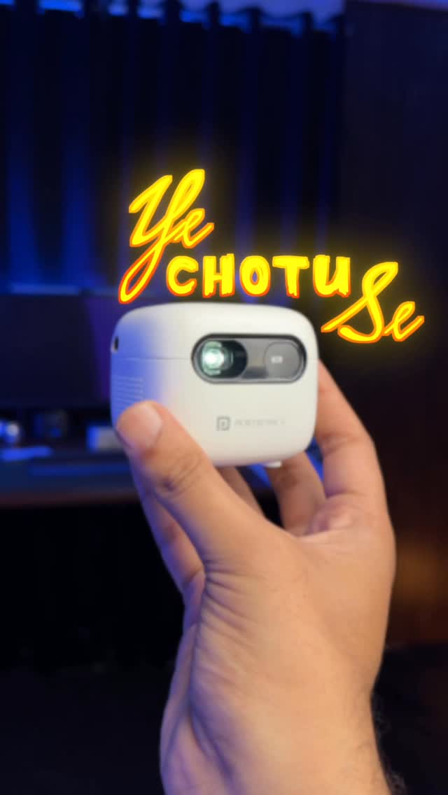 Instagram post by @indoriexplorertech for Portronics. Caption reads: Chotu sa Bada projector 100inch स्क्रीन वाला....