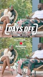 Instagram post by @jozyaltidore for Heineken US. Caption reads: Nothing beats a Sunday with homemade pizza and new....