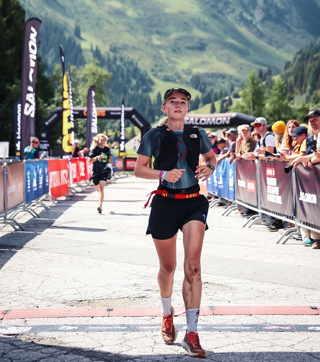 Instagram post by @_dieliselotte_ for MAURTEN. Caption reads: [...] #trailrace #mountains #fueledbymaurten.