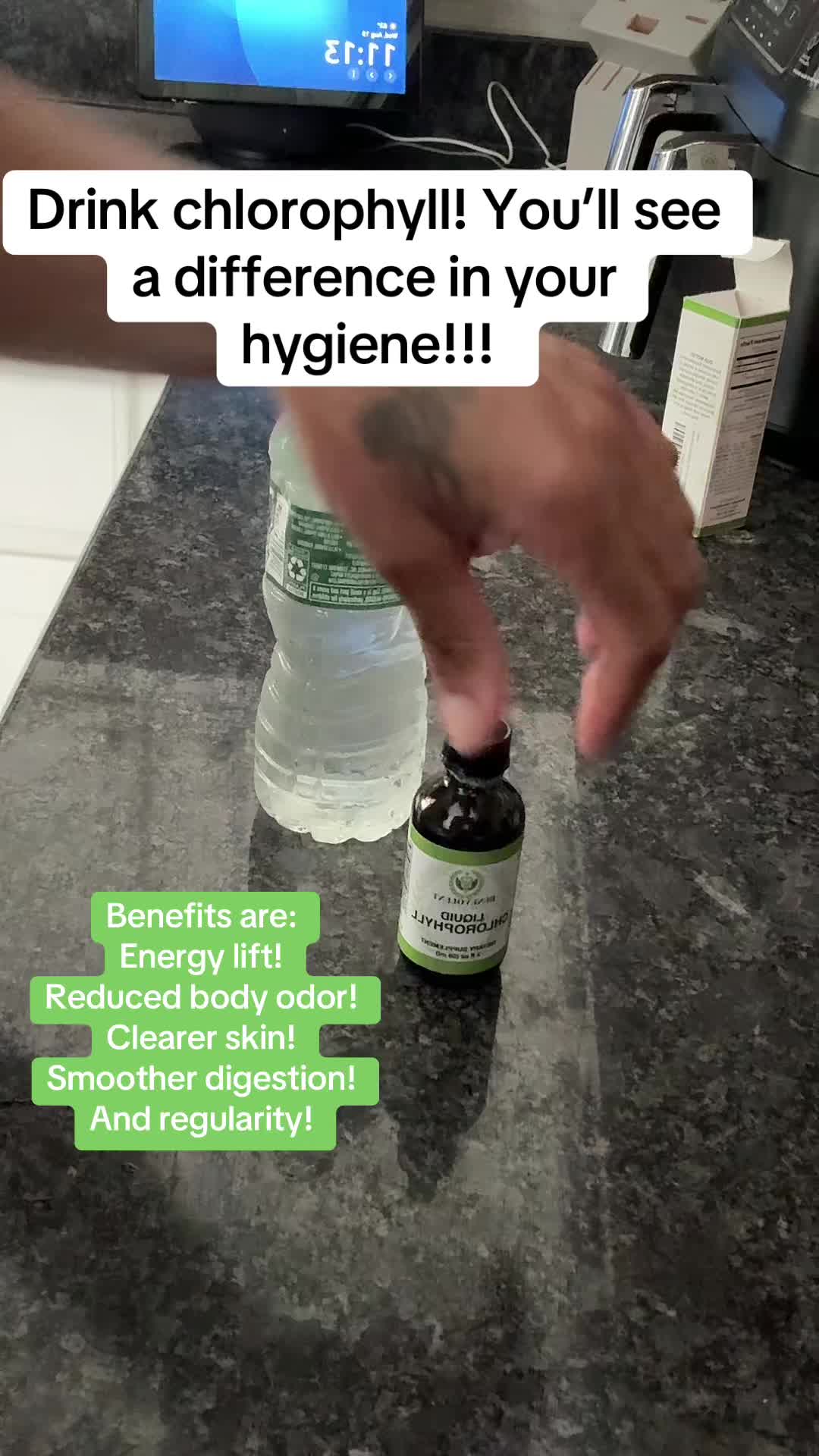 TikTok post by @beautiispassion for Benevolent Nourishment. Caption reads: Drink chlorophyll you will see a difference in....