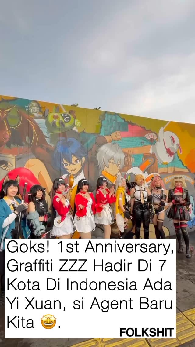 Instagram post by @folkshitt for Zenless Zone Zero. Caption reads: KEREN BANGET HASIL KARTA SENIMAN LOKAL! BISA....