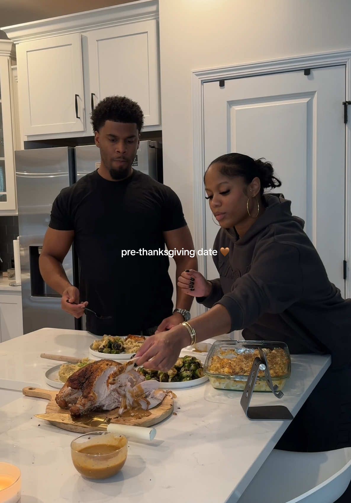 TikTok post by @lexijxhnson for Blue Apron. Caption reads: A little pre-Thanksgiving date at home using....