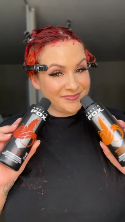 Instagram post by @deadly_777 for Arctic Fox Hair Color. Caption reads: [...] color combo ❤️‍🔥❤️‍🔥❤️‍🔥❤️‍🔥....