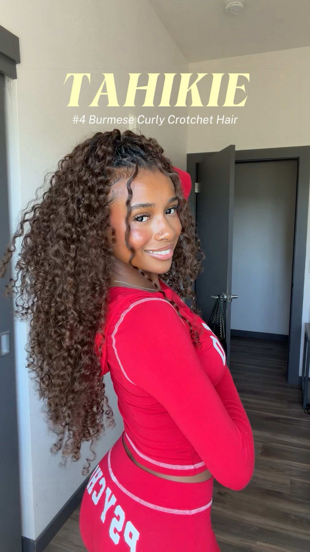 TikTok post by @miyacromer for Tahikie Hair Shop. Caption reads: This hair color and texture are a must-try!....