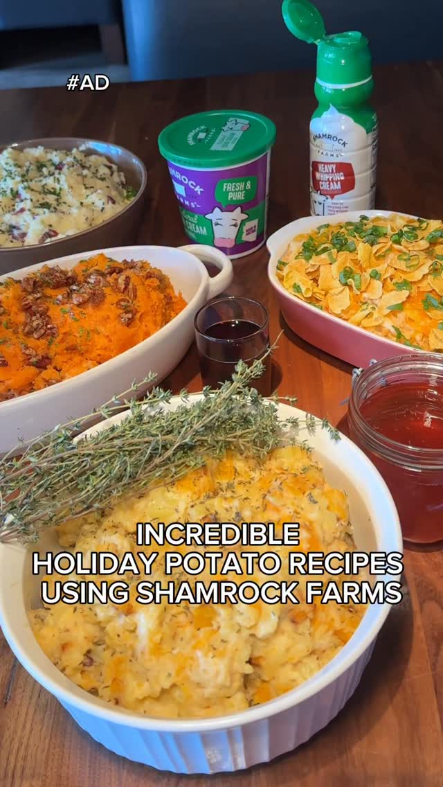 Instagram post by @hungryhotline for Shamrock Farms. Caption reads: INCREDIBLE HOLIDAY POTATO RECIPES! ✨
With the....