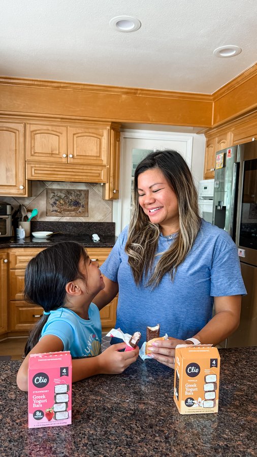 Instagram post by @junebabylove for Clio Snacks. Caption reads: [...] with us to @albertsons to grab some....