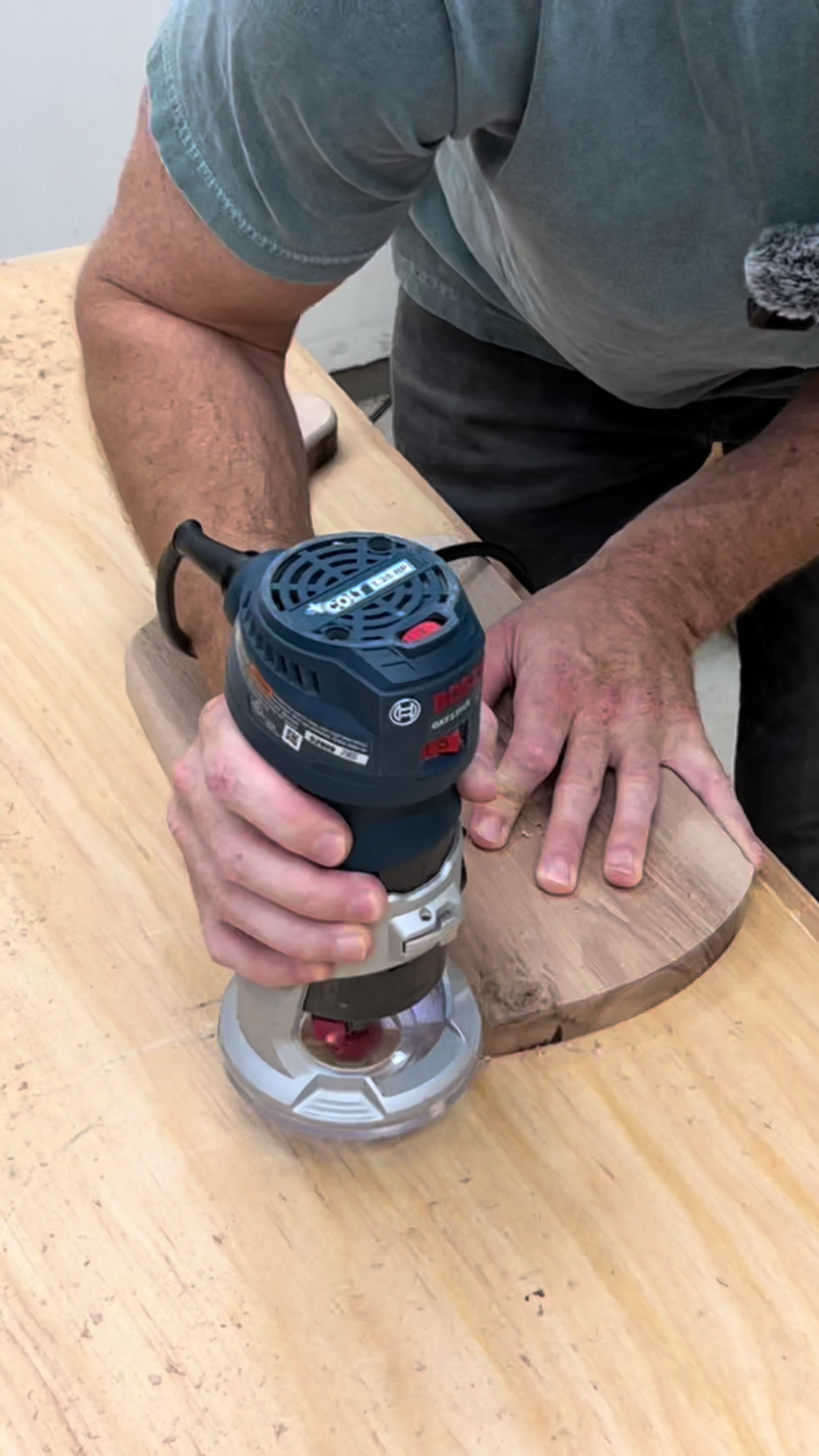 TikTok post by @thomas.customwoodworks for Timberland PRO. Caption reads: [...] Steel-Toe Work Sneakers from @Timberland PRO....