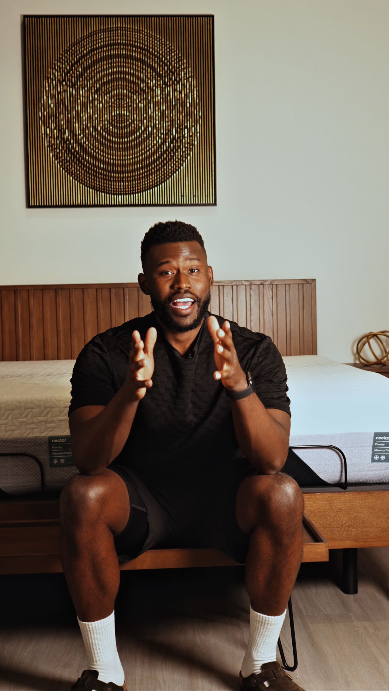 Instagram post by @jaylan_mobley for Nectar Sleep. Caption reads: I finally switched to the @nectarsleep split king....