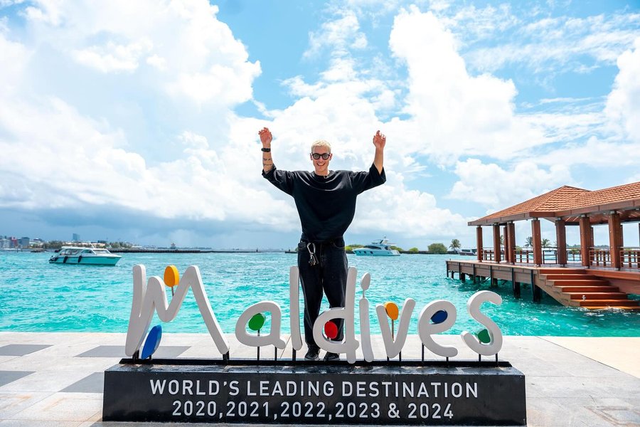 Instagram post by @taz_skylar for Visit Maldives. Caption reads: I’m too excited about this. And incredibly....