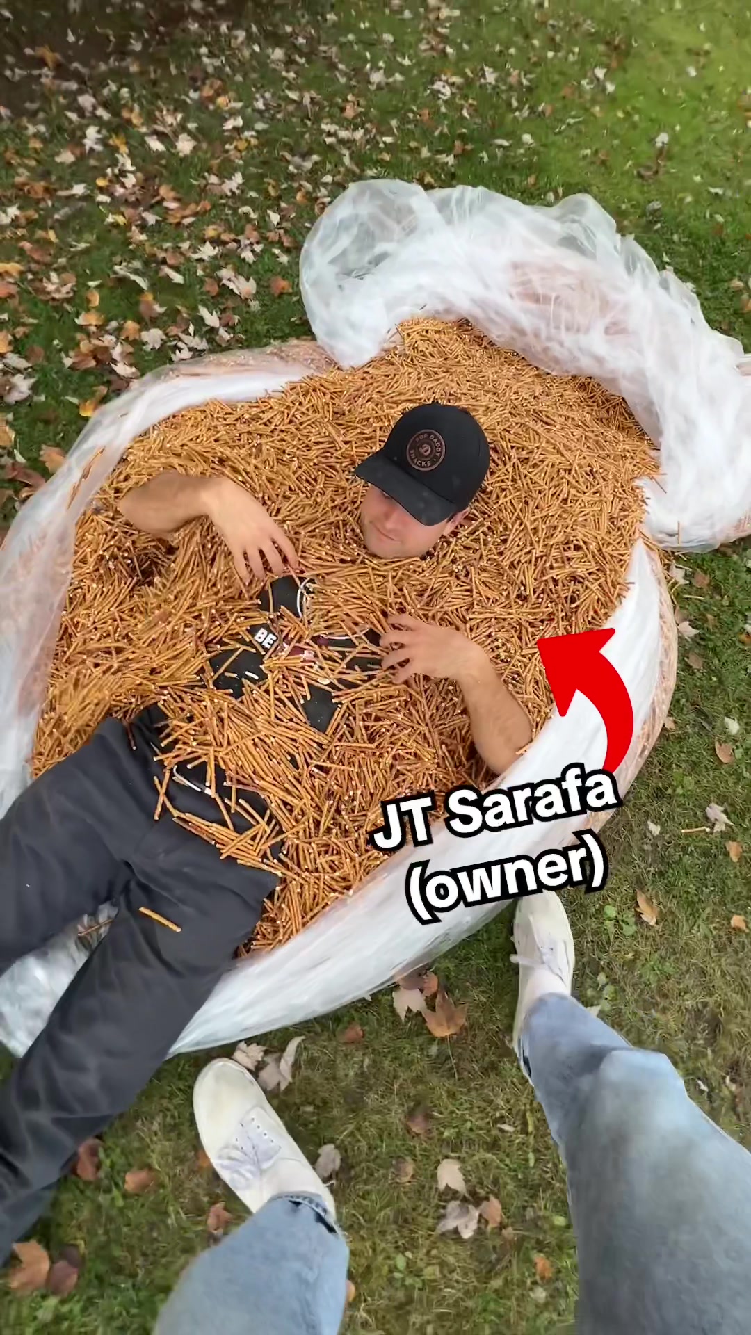 TikTok post by @dormroomdinners for Popdaddy Snacks. Caption reads: @Popdaddysnacks pretzels samplers are 50% off....