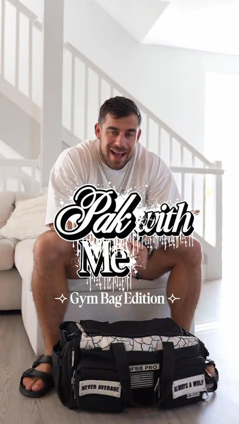 Instagram post by @agibson_fitness for WOLFpak. Caption reads: [...] I bring with me to the gym daily🔥

The....