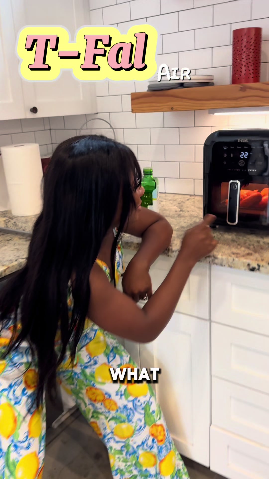 TikTok post by @badgirlprech for T-fal USA. Caption reads: [...] FRYER has gotten my whole heart!!!🤩🙌....