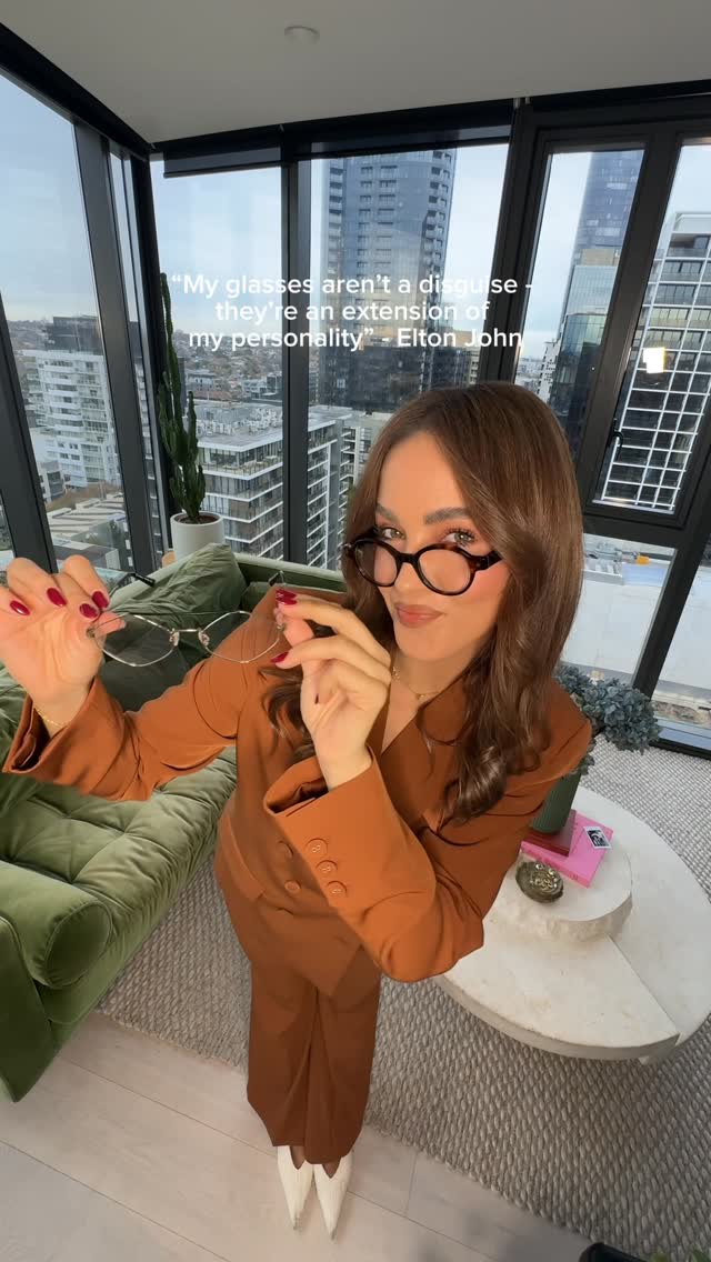 Instagram post by @oliviamollyrogers for Specsavers. Caption reads: An Elton inspired look to celebrate Specsavers new....