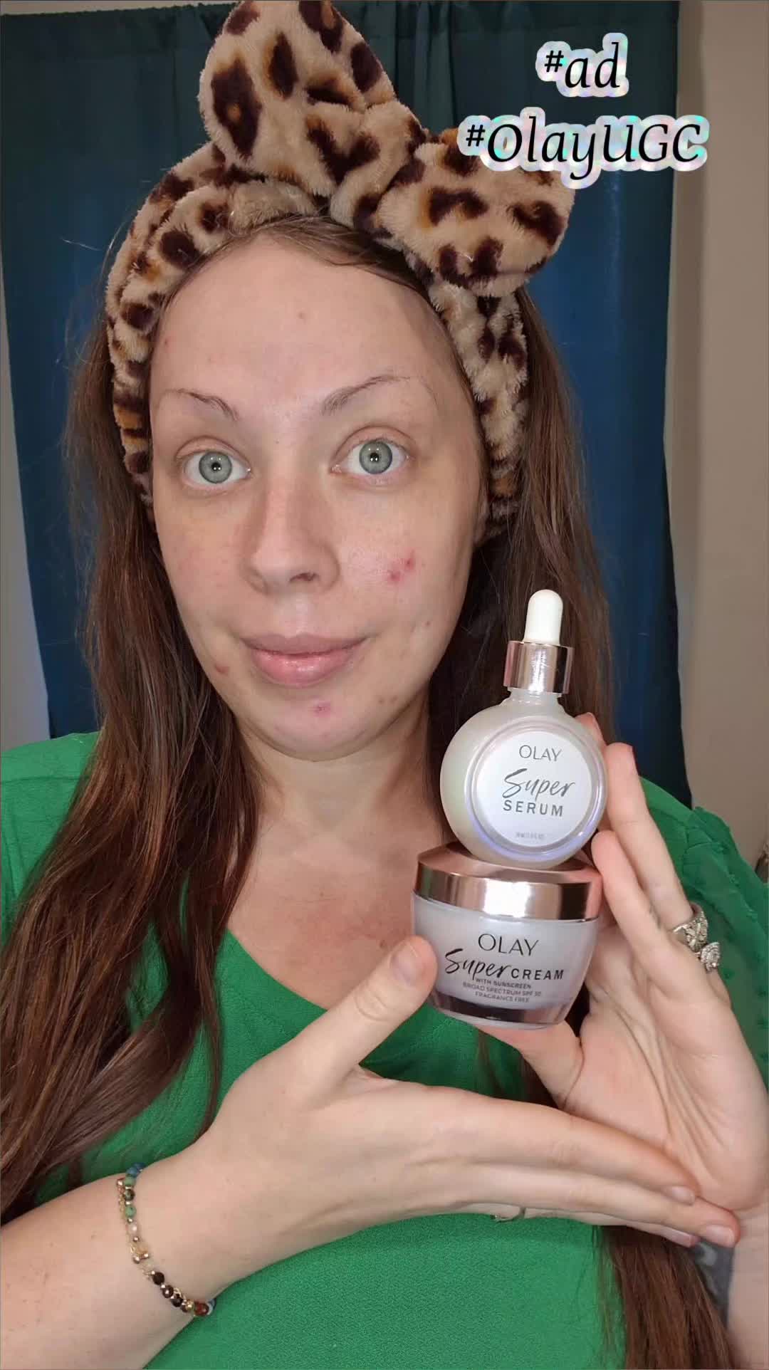 TikTok post by @aimeeberetta for Chimeable. Caption reads: [...] me these products. @Olay Skin Care &....