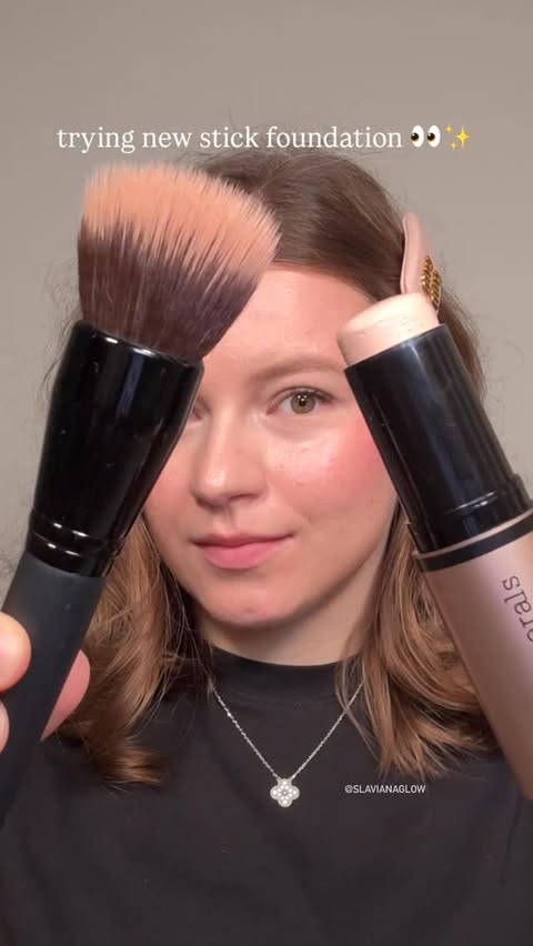 Instagram post by @slavianaglow for bareMinerals. Caption reads: your skin but glowier ✨🤍 @bareminerals complexion....