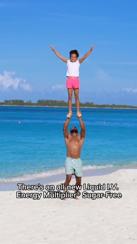 Instagram post by @rolandpollard for Liquid IV. Caption reads: Beach day but make it energized 😎🌊 I’ve been....