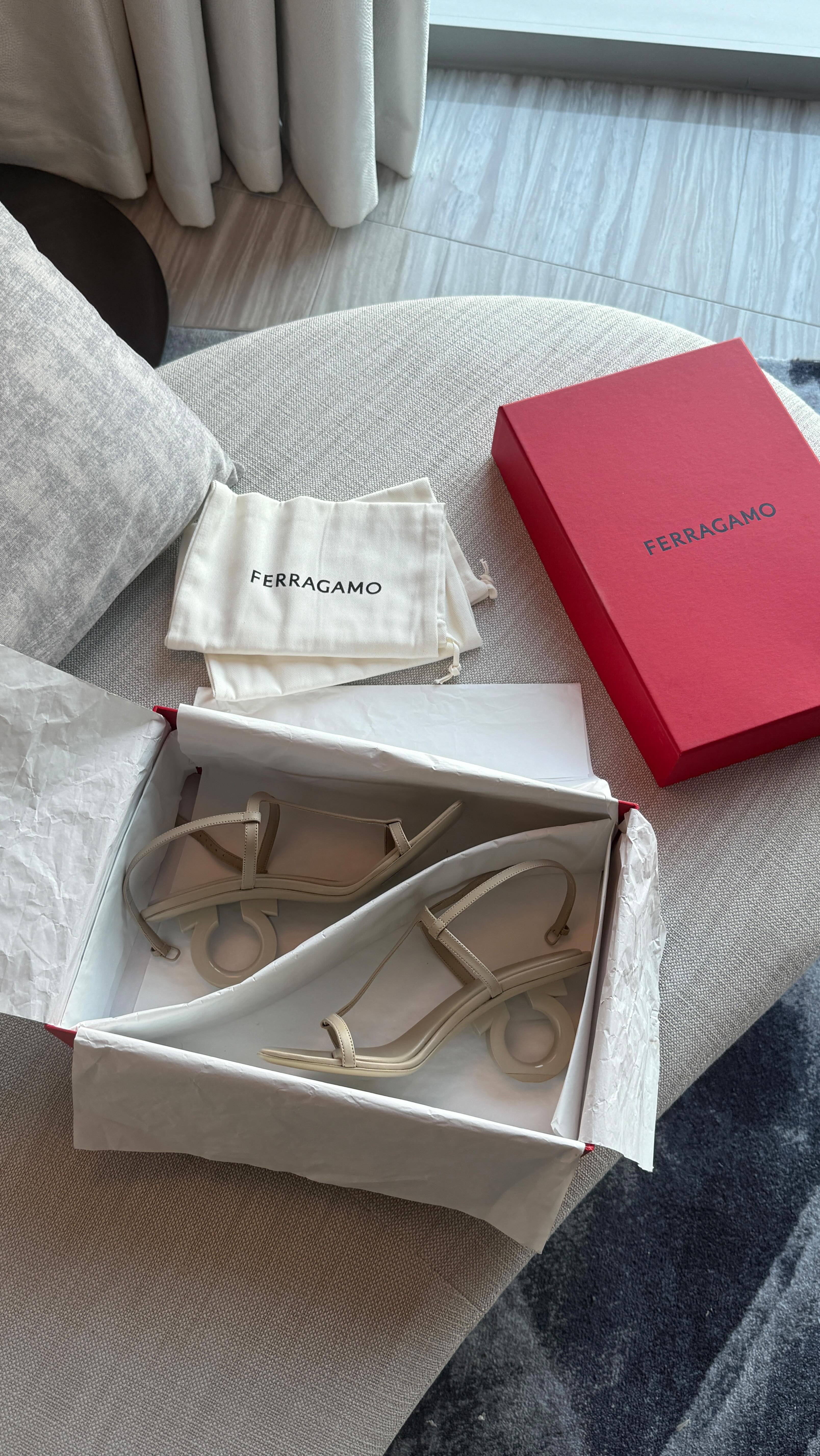 Instagram post by @luanaostling for FERRAGAMO. Caption reads: Just a girl in love with high heels.