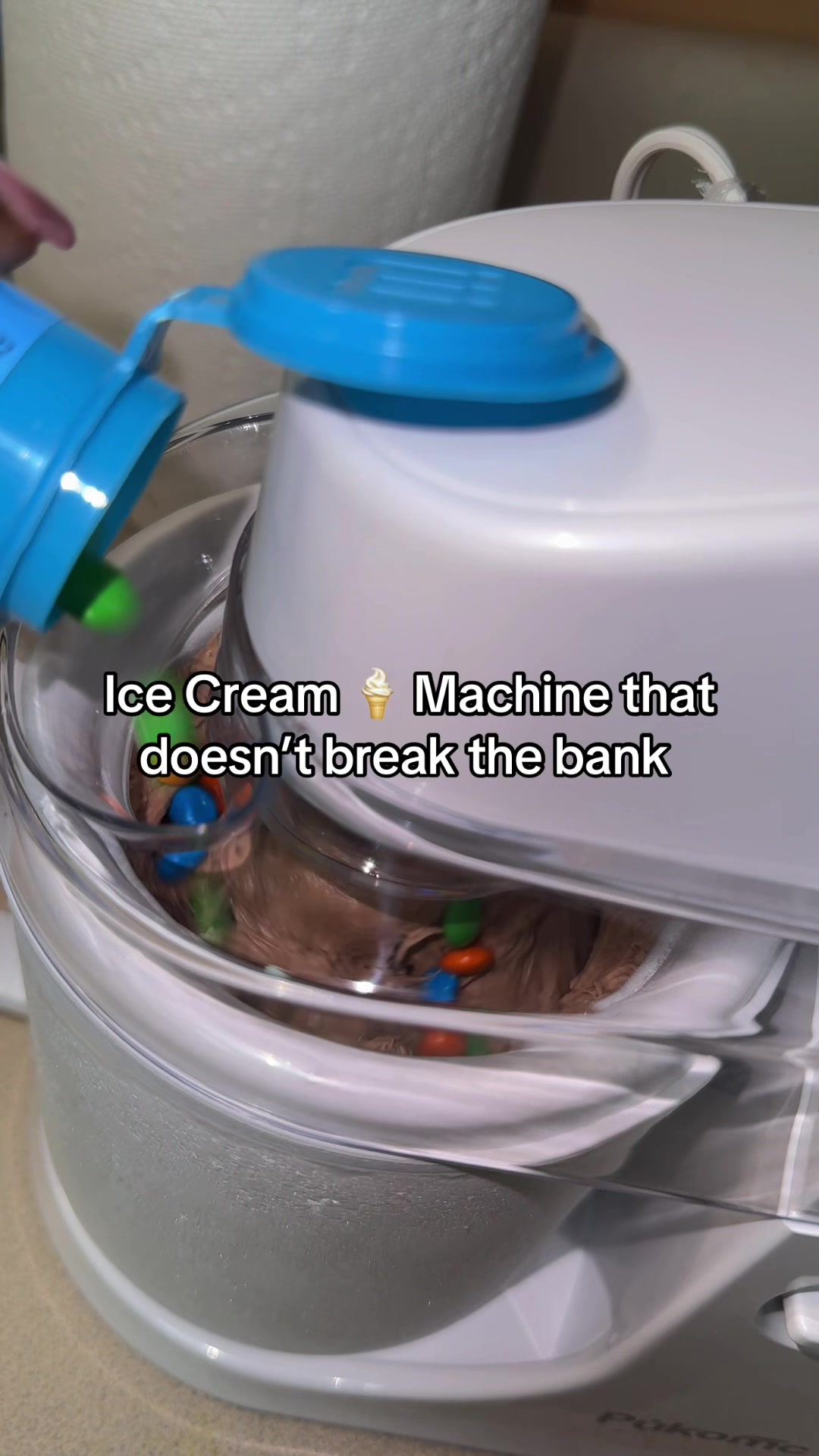 TikTok post by @kickingitwithleesa for Pukom. Caption reads: [...] easier with this ice cream machine from....