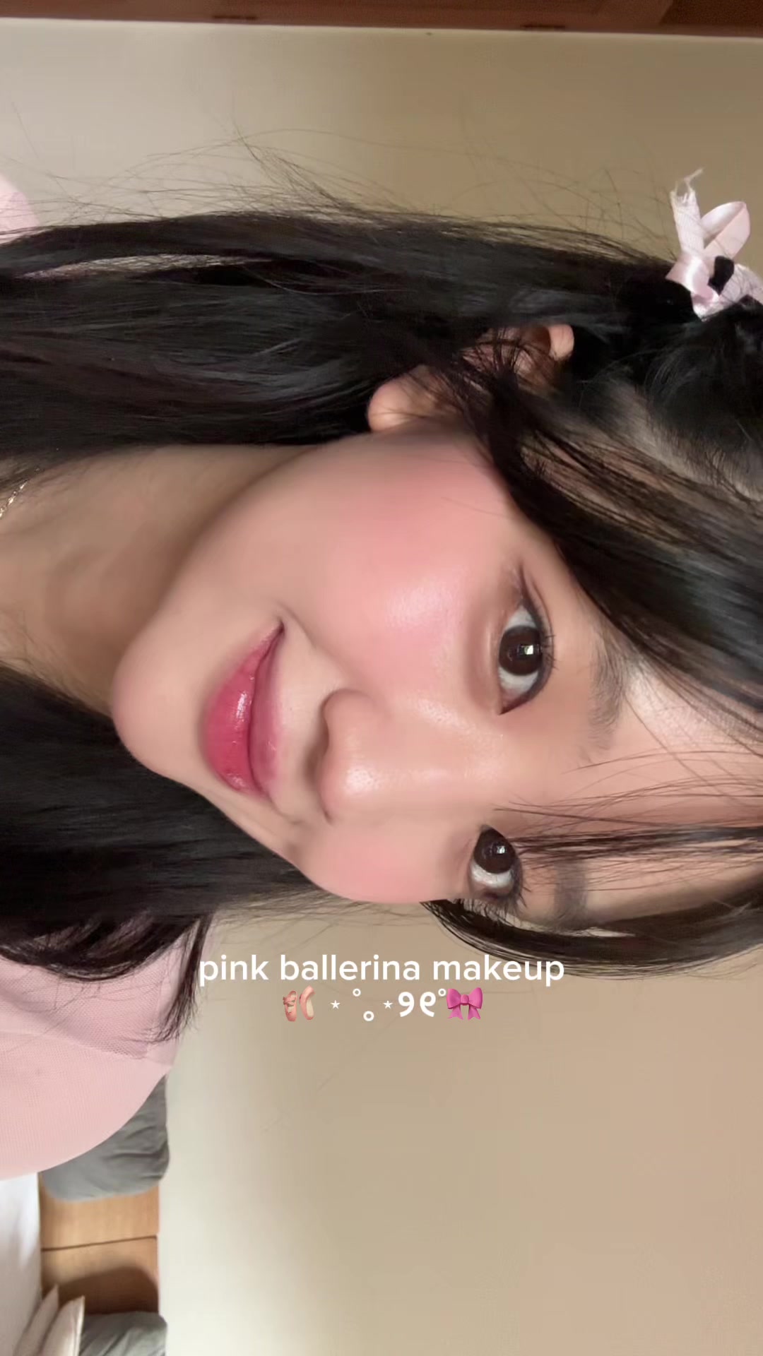 TikTok post by @crys_pov for Dasique. Caption reads: pink ballerina makeup!🩰 using @dasique US ’s....