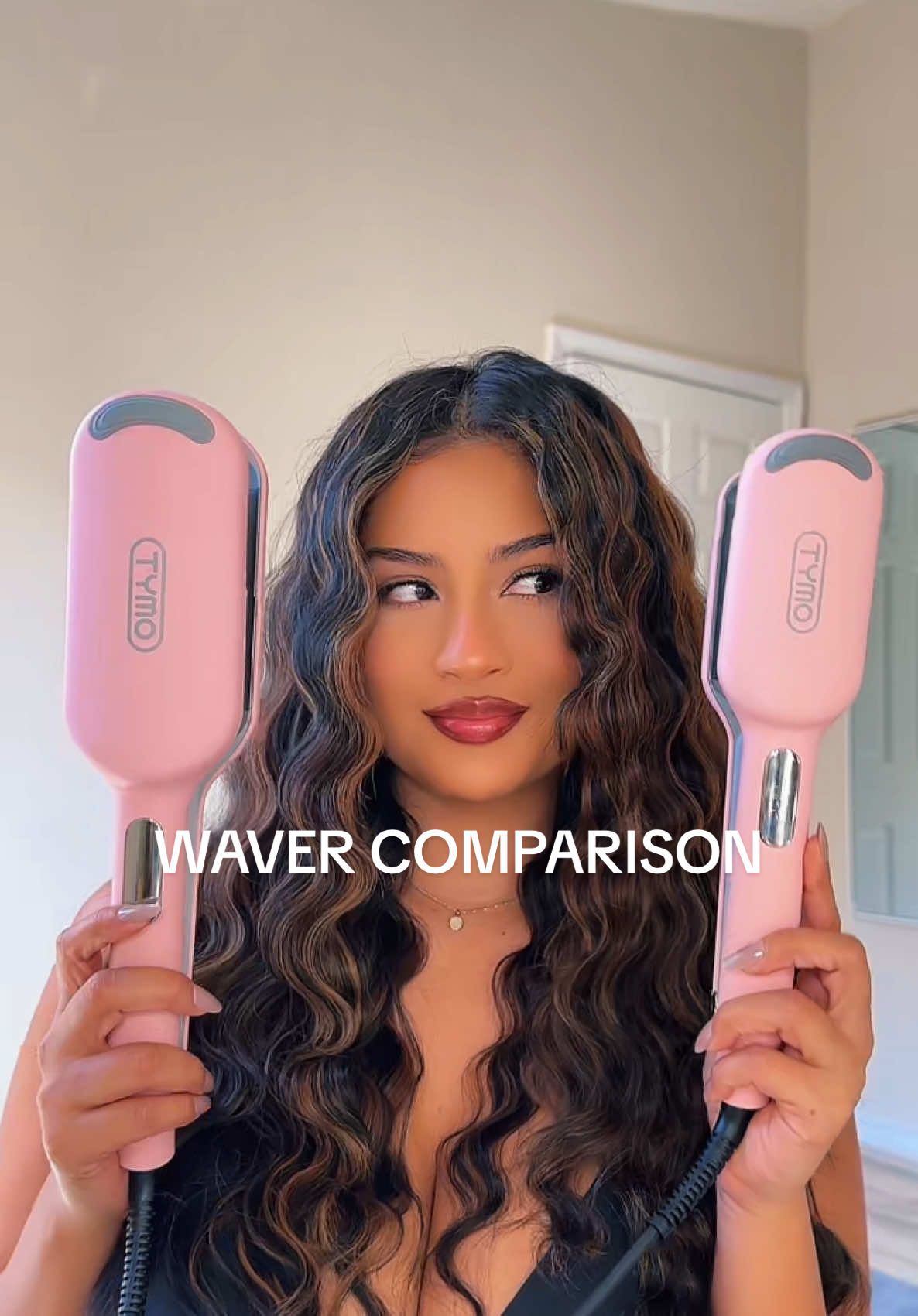 TikTok post by @imlucerocrystal for TYMO Beauty. Caption reads: [...] are back! obsessed 🧜🏽‍♀️ @TYMO BEAUTY US....