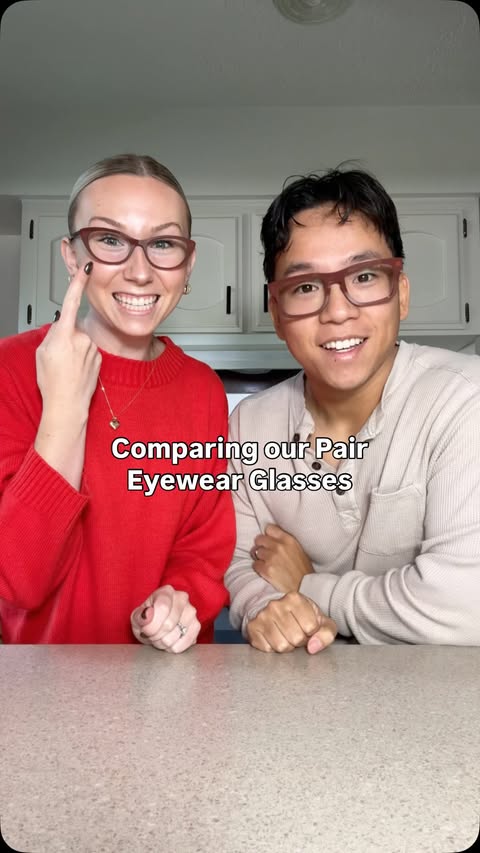 Instagram post by @dani_and_jo for Pair Eyewear. Caption reads: Comparing our @paireyewear glasses🤭 We’re wearing....