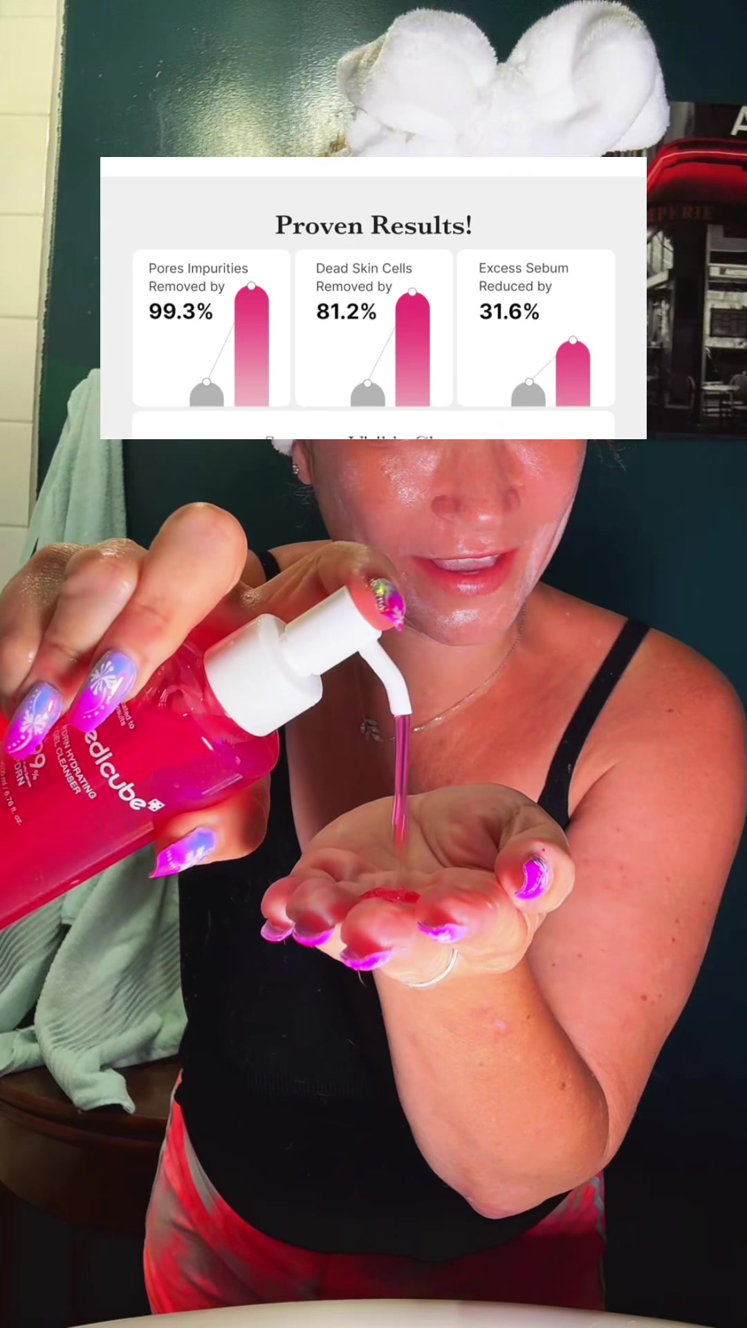 TikTok post by @thatlagirl_shop for Medicube. Caption reads: [...] to try this new face wash by Medicube! It’s....