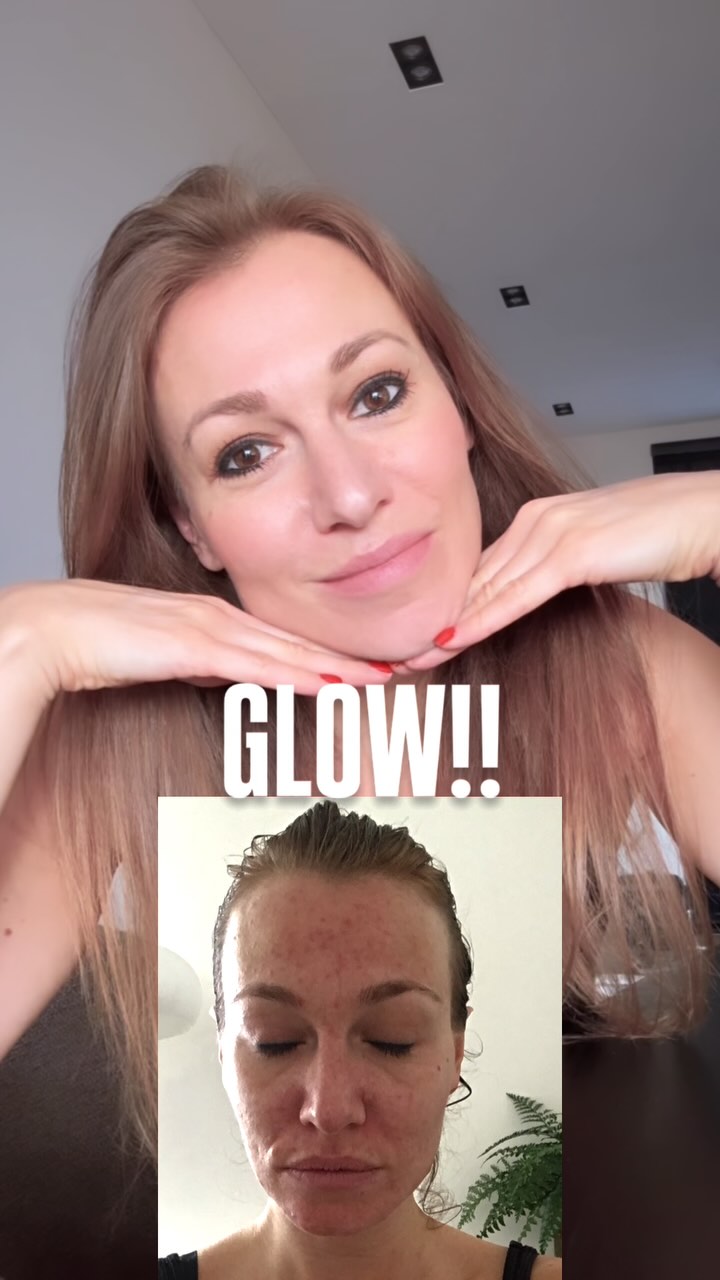 Instagram post by @chasingmelons for Vimergy. Caption reads: [...] Glowing Skin Secret ✨ I’ve been taking....